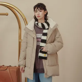 【gozo】顯瘦壓線擋風立領連帽長版羽絨外套(兩色)