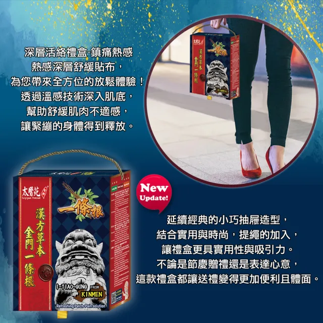 【太醫苑金牌一條根】金門一條根-深層活絡/強效熱感(薑黃貼布禮盒12包60片/MOMO限時活動價)