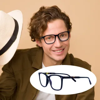 【EYEFUL】買2送1 抗藍光老花眼鏡 文青黑框大鏡面(高質感 濾藍光鏡片 大鏡框 彈簧腳)