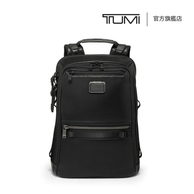 【TUMI】Alpha Bravo Dynamic 皮革商務休閒背包 - 黑色(TUMI 官方旗艦店)