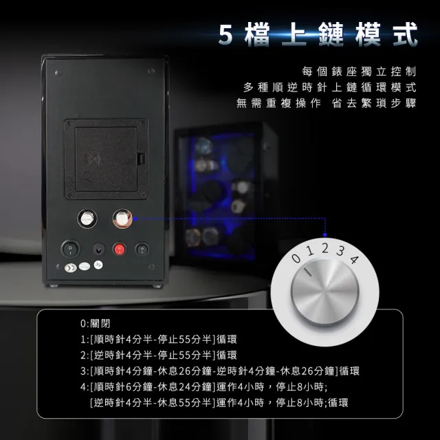 【MASTER】自動上鍊錶盒 4錶架展示版 手錶收納盒 機械錶旋轉器 618-MW4B(手錶上鍊盒 手錶展示盒 旋轉錶盒)