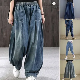 【巴黎精品】現貨 限搶!高腰牛仔褲長褲大碼寬褲直筒褲裙落地褲休閒女裝(棉質寬鬆寬管哈倫女褲子a1jc30)