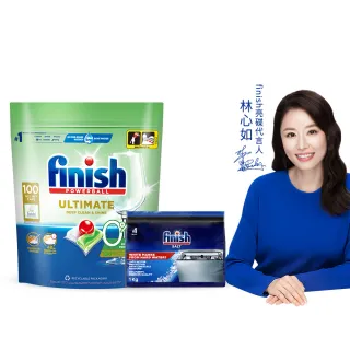 【finish 亮碟】零添加洗碗凝珠+軟水鹽2件組(洗碗膠囊/奶瓶清潔/洗碗機專用洗劑/軟化鹽)