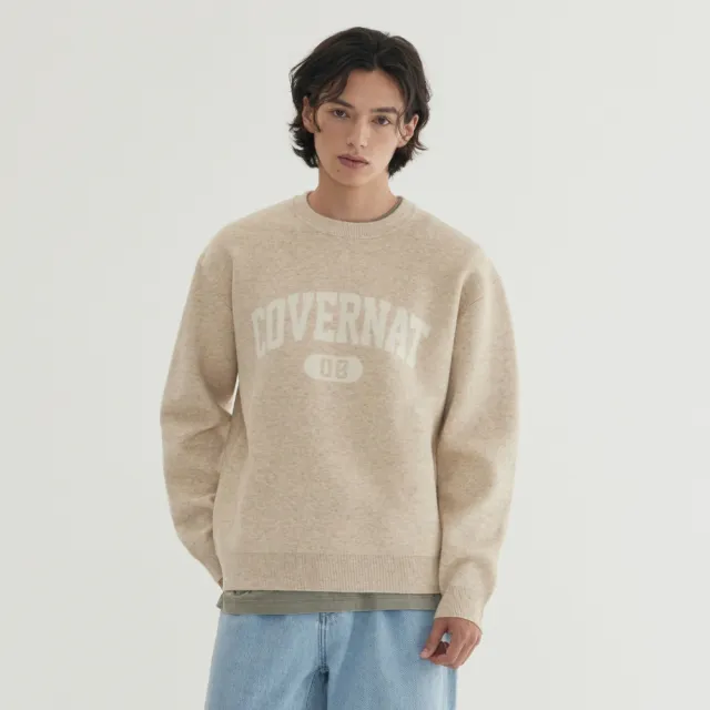 【COVERNAT】官方旗艦館 經典Logo針織衫(UNI針織上衣 米白/棕/炭灰/淺藍色)