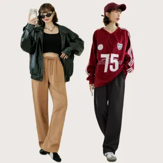 【OB 嚴選】素色空氣棉腰鬆緊直筒褲 《BA7663》