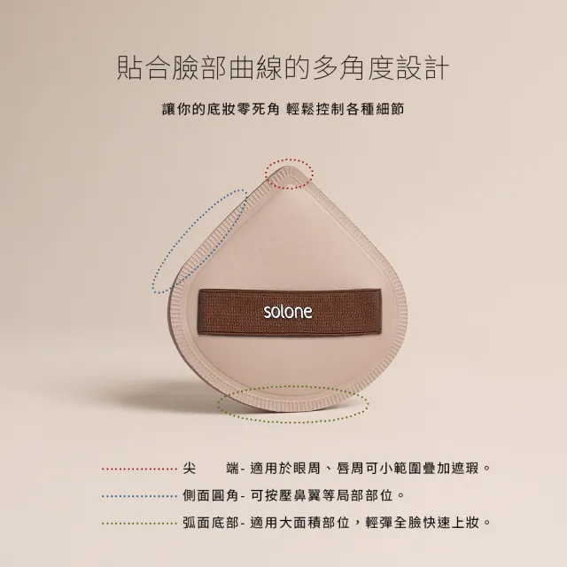【Solone】彈力/訂製舒芙蕾海綿-加大款扇形2入組 粉撲 美妝蛋 氣墊粉撲