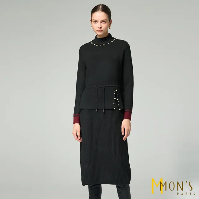 【MON’S】假兩件修身長洋裝