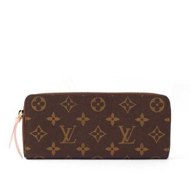 【Louis Vuitton 路易威登】Monogram 櫻花粉CLEMENCEㄇ型拉鍊長夾(M61298)