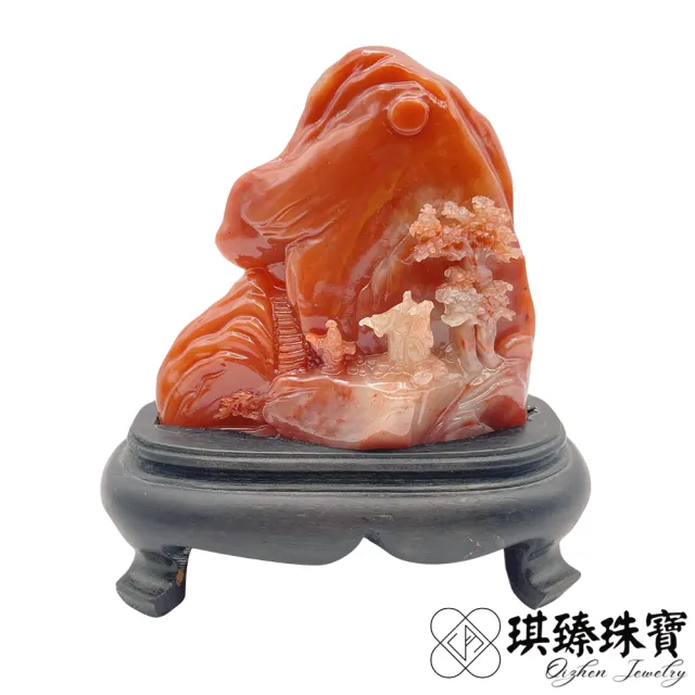 【琪臻珠寶】天然寮國壽山老撾石 主題：相聚 開運擺件(福利品_開運招財擺件_芙蓉硃砂_雙十獻禮)