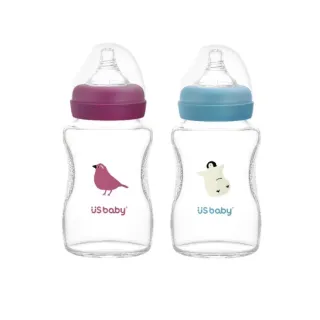 【US BABY 優生】真母感玻璃奶瓶寬口徑L-240ml；2入(玻璃奶瓶 奶瓶 嬰兒奶瓶)