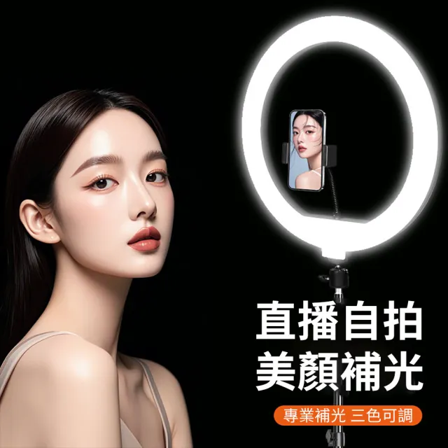 【Mass】12吋美顏環形補光燈支架 手機直播桌面打光自拍神器 可調光多功能攝影燈