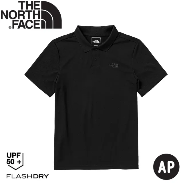 【The North Face】男 快乾排汗短袖POLO衫AP《黑》7WD2/登山/短T/排汗衫/抗UV