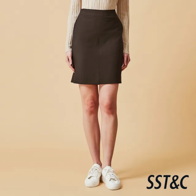 【SST&C】女裝 可機洗_褐紫色西裝裙-825212040121(換季65折)