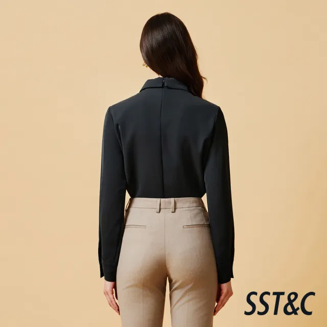 【SST&C】女裝 前領帶設計款長袖上著－墨色-825212061062(限時85折)
