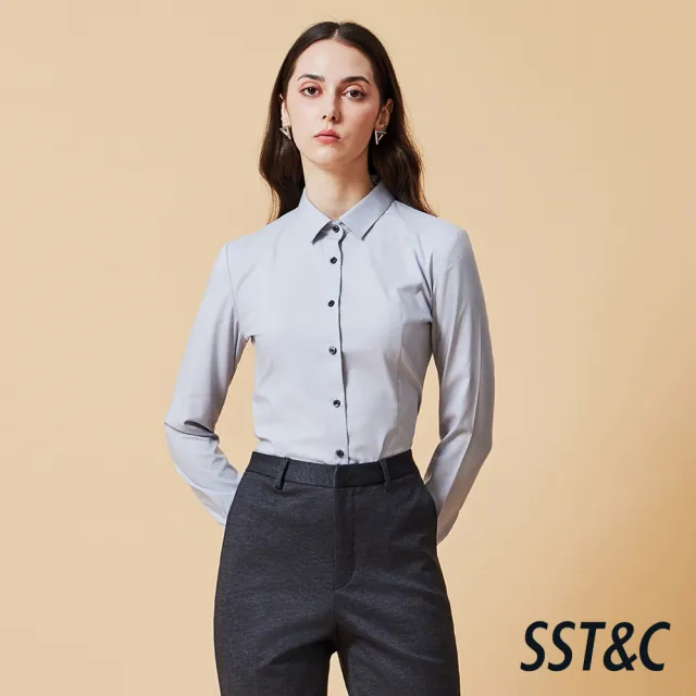 【SST&C】女裝 灰色素面拼撞修身版襯衫-825212052031(換季55折)