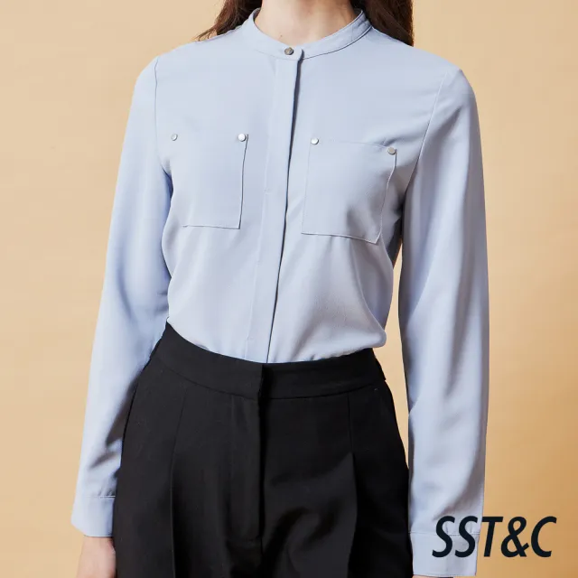 【SST&C】女裝 立領雙口袋長袖上著－優雅藍-825212061052(換季55折)