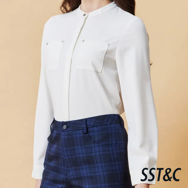 【SST&C】女裝 立領雙口袋長袖上著－白-825212061051(指定單品快閃價)