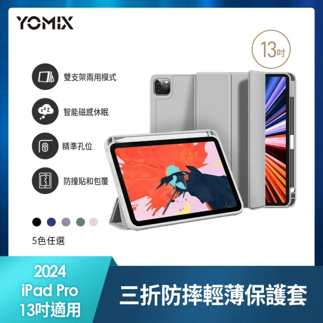 【Apple】2025 iPad Pro M5晶片/13吋/WiFi/256G 平板電腦(三折筆槽殼+鋼化保貼組)