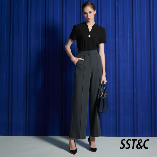 【SST&C】岩灰色高腰直筒寬褲8262111001(最後出清)