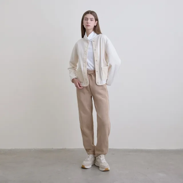 【GIORDANO 佐丹奴】女裝搖粒絨圓領口袋外套(02 奶白)