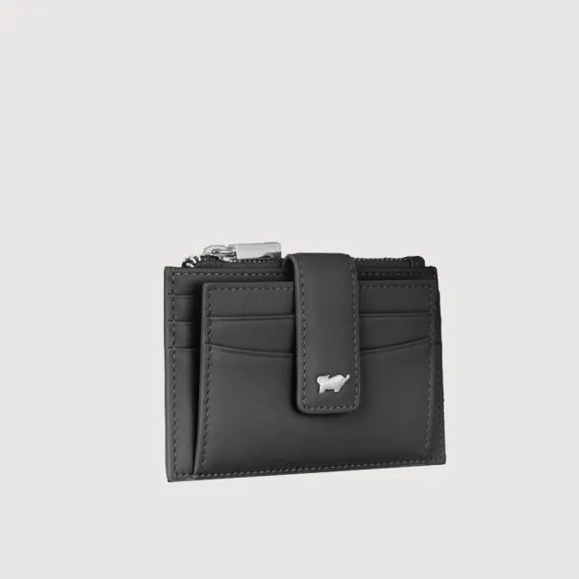 【BRAUN BUFFEL 德國小金牛】維那斯-B 拉鍊零錢袋卡夾-黑色(BF849-145-BK) 送禮推薦
