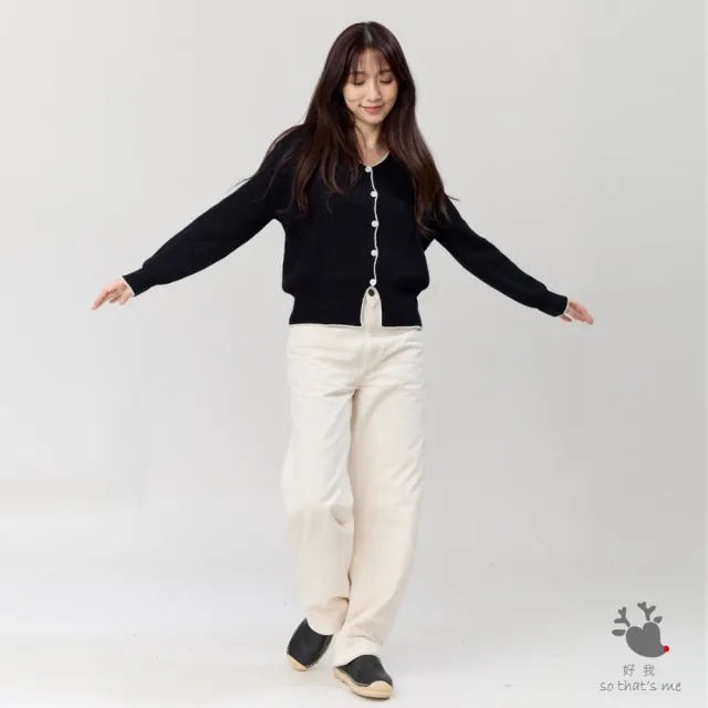 【so that’s me 好我】Cathy手勾邊圓領針織開襟衫外套(黑)