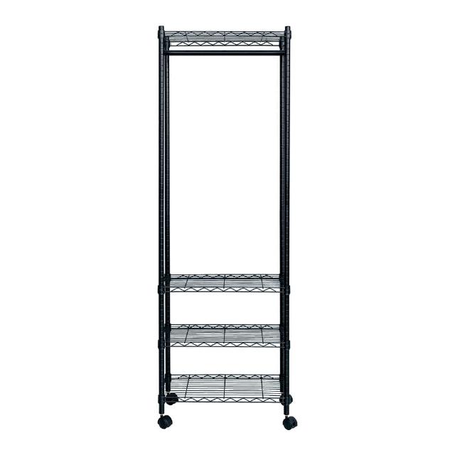 【dayneeds 日需百備】輕型 60x35x180cm 四層單桿波浪衣櫥 附輪 兩色可選(掛衣架/收納架/層架/鐵架)