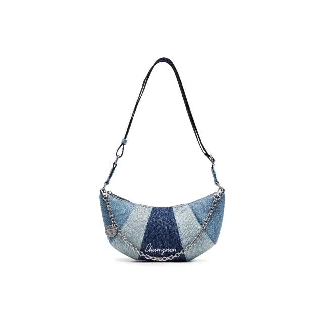 【Champion】雙11 官方直營 中性-RETRO SPORTS 拼接丹寧刺繡可頌包-藍色(U5CACPU09M5)