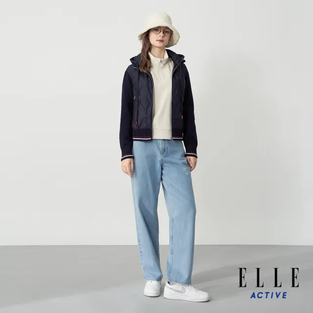 【ELLE ACTIVE】女款 輕暖羽絨連帽保暖外套-深藍色(EA25A1W6701-39)
