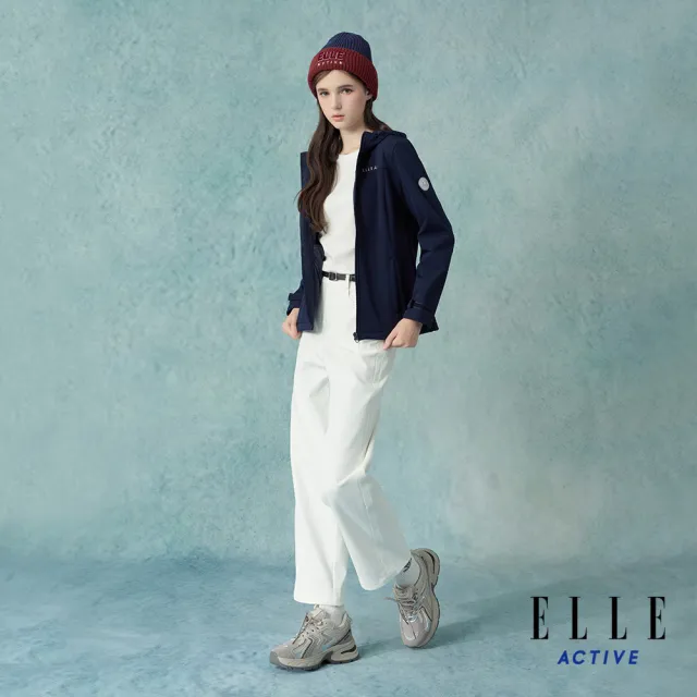 【ELLE ACTIVE】女款 輕量機能款彈力連帽外套-深藍色(EA25A1W6107-39)
