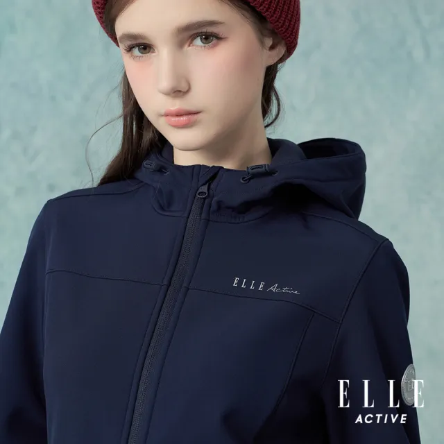 【ELLE ACTIVE】女款 輕量機能款彈力連帽外套-深藍色(EA25A1W6107-39)
