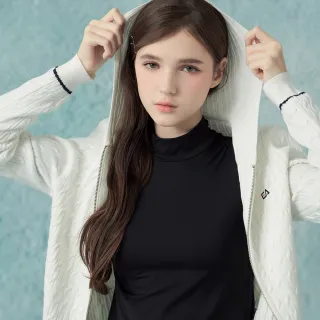 【ELLE ACTIVE】女款 麻花針織連帽外套-白色(EA25A1W5503#90)