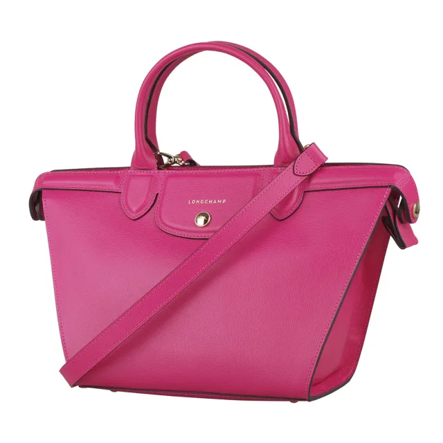 【LONGCHAMP】LE PLIAGE HERITAGE高質感素雅全牛皮手提/肩背包(小/桃紅)