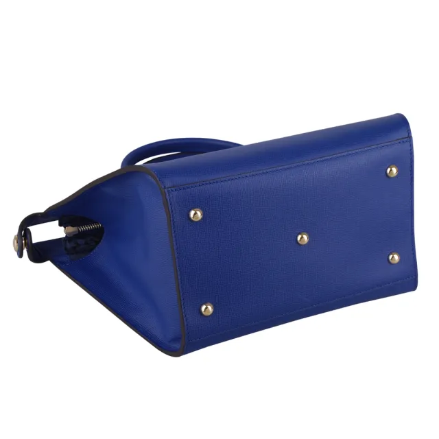 【LONGCHAMP】Le Pliage Heritage高質感素雅全牛皮手提/肩背包(中/藍)
