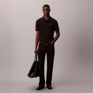 【CALVIN KLEIN】官方旗艦館CK Monogram 棉質針織 Polo 衫_黑色