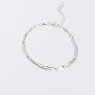 【vacanza】多層百搭素練 925純銀飾品 純銀手鍊(抗過敏 交換禮物 聖誕禮物)