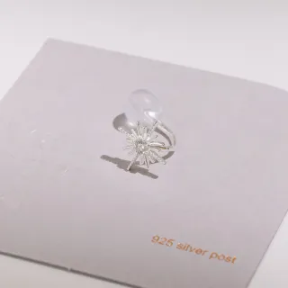 【vacanza】燿陽星芒 925純銀飾品 純銀夾式耳環 耳夾(抗過敏 無耳洞專屬 交換禮物)