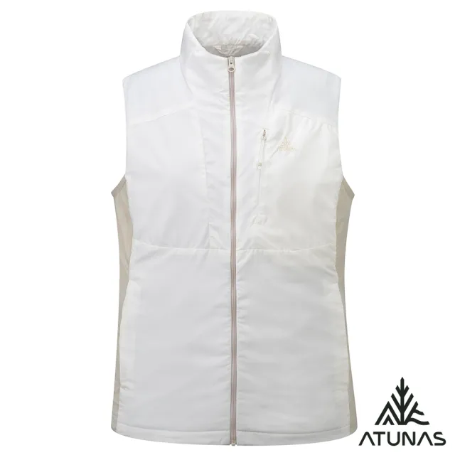 【ATUNAS 歐都納】女款石墨烯微暖抑菌抗臭輕量背心(A1VE2504W奶油白/恆溫保暖/抗靜電/防潑水/休閒)