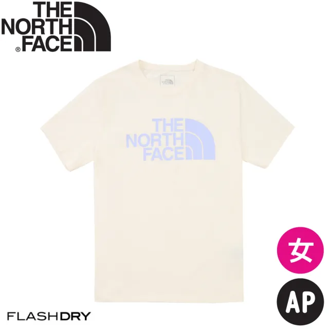 【The North Face】女 快乾短T AP《米白》8CK9/登山/短T/圓領/運動衣/排汗