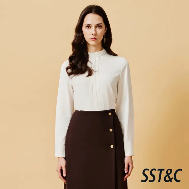【SST&C】女裝 小高領後綁帶長袖上著－杏-825212061071(換季55折)