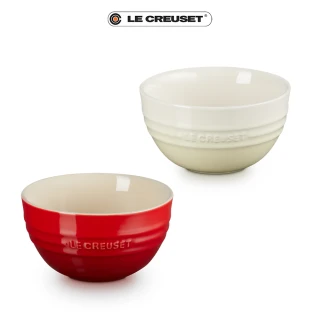 【Le Creuset】瓷器韓式飯碗350ml(沙丘白/櫻桃紅 2色選1)