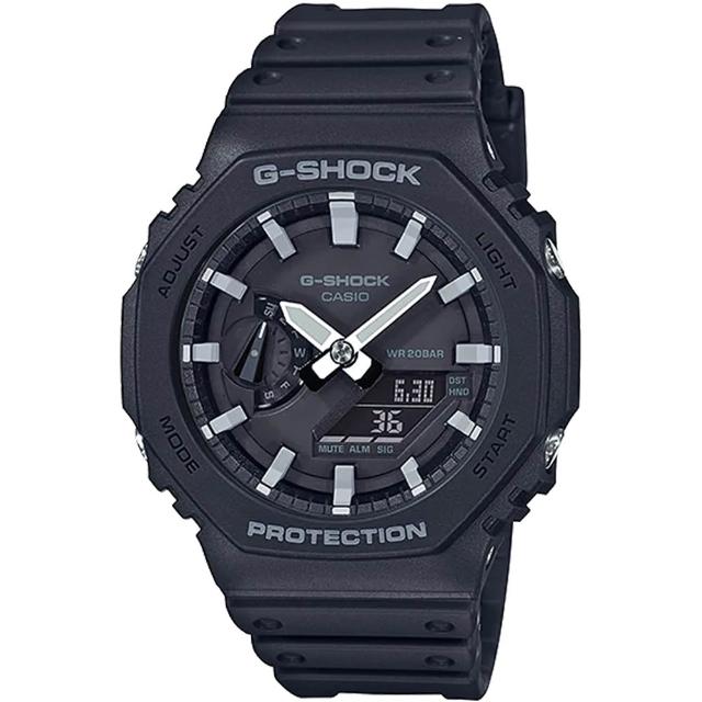【CASIO 卡西歐】G-SHOCK 八角防護雙顯手錶 禮物(GA-2100-1A)