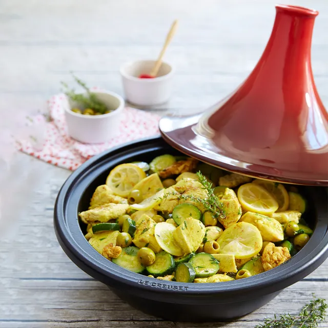 【Le Creuset】陶瓷摩洛哥鑄鐵鍋27cm(櫻桃紅/火焰橘 2色選1)