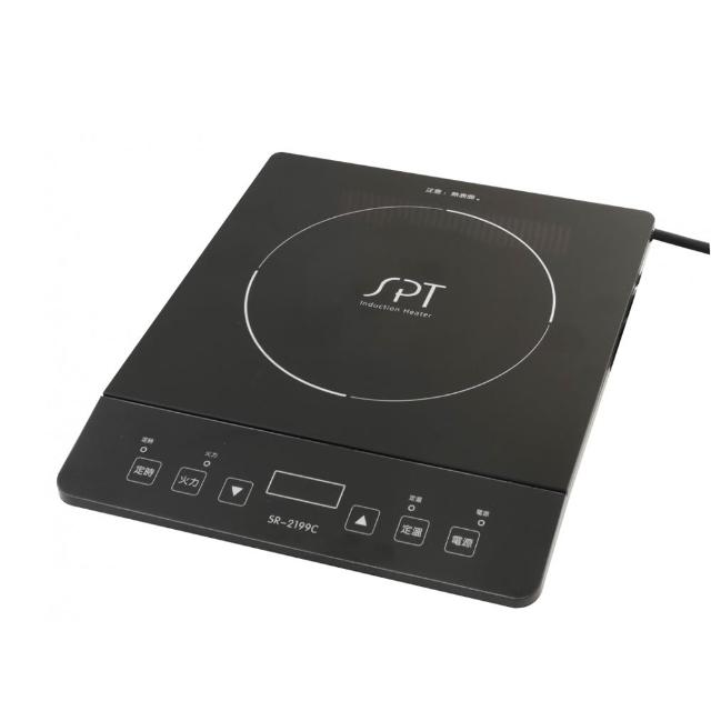 尚朋堂 SR-2199C 電磁爐，黑色系時尚設計，產地中國，110V/60Hz 電壓頻率，產品重量僅1.7KG 輕便易攜，消耗功率1200W以上提供強勁火力，享1年保固安心使用，配件包含說明書(內含保證卡)，適閤家庭廚房高效煮食，安全省電首選。