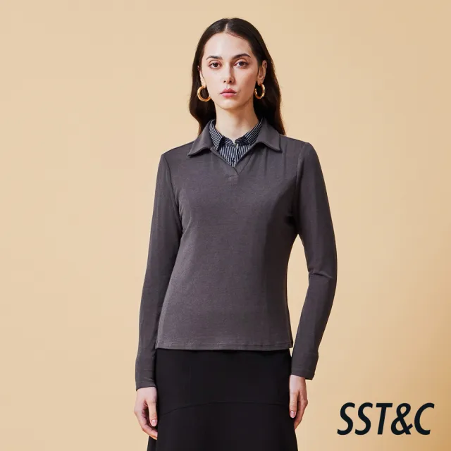 【SST&C】女裝 深灰極柔長袖POLO-825212182012(換季55折)