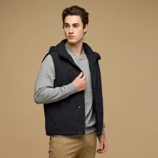 【NAUTICA】官方旗艦 男裝 防潑水百搭連帽背心-(深藍色)