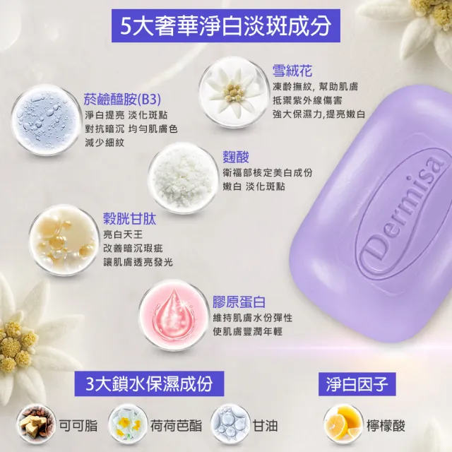【Dermisa】雪絨花瑩白水光淡斑皂2入再贈美國手部淡紋緊緻霜(橙花精油香氛 菸鹼醯胺 穀胱甘肽)