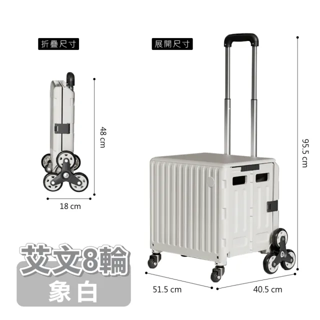 【ONE HOUSE】艾文折疊購物車爬梯8輪_特大款1入(買菜車/寵物推車/收納車/收納推車)