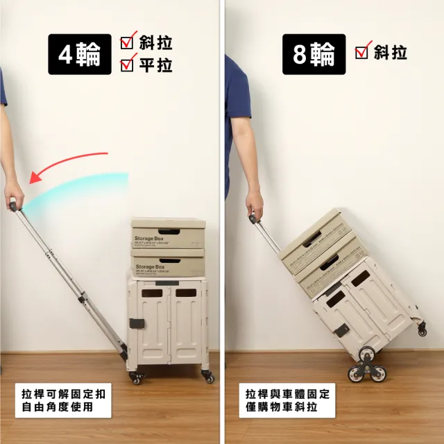 【ONE HOUSE】艾文折疊購物車爬梯8輪_特大款2入(買菜車/寵物推車/收納車/收納推車)
