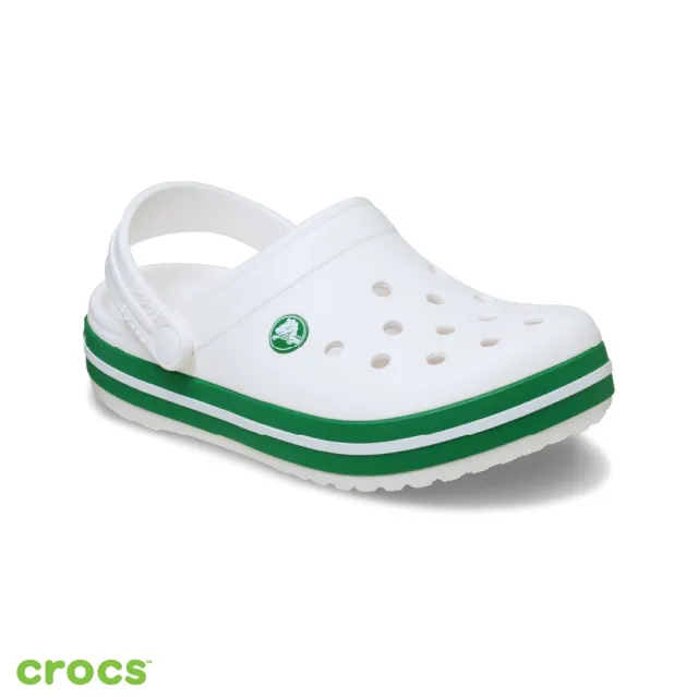【Crocs官方直營】童鞋 卡駱班小童克駱格 白色/常春藤綠色(207005-1WH)